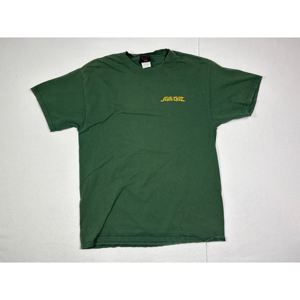 Santa Cruz Mens Large Green Graphic T-Shirt Knight Skull Slime Skate Tee